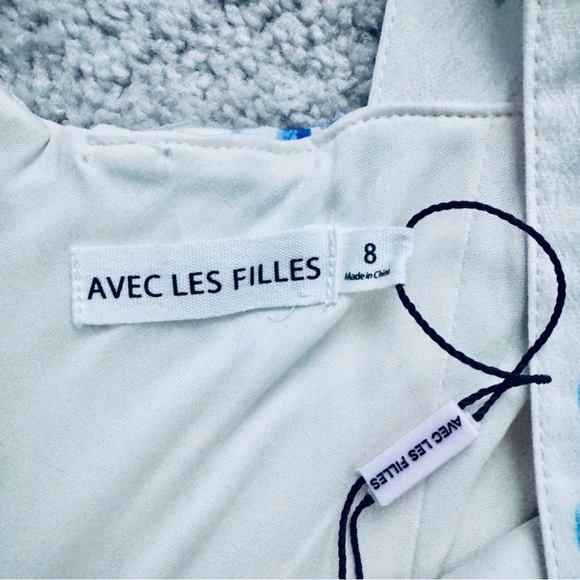 Avec Les Filles Fit & Flare Mini Dress Fruit Print Ivory Multicolor Size 8 NWT - Picture 9 of 10